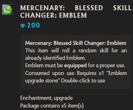 Blessed Skill Changer Emblem Rappelz Gambit